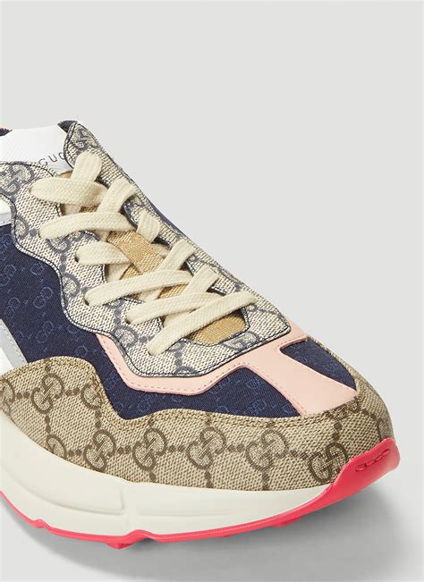 gucci rython pink track sneakers|gucci rhyton distressed.